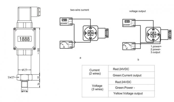 เครื่องส่งแรงดันไฮดรอลิกดิจิตอลอุตสาหกรรมขนาดเล็ก 24VDC สําหรับการอ่านที่แม่นยํา 1