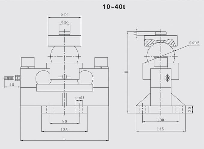 ขายร้อน Scale Load Cell Weighing Cell Weighbridge Sensor เครื่องตรวจจับความดันขั้วตัดสองตัว เครื่องตรวจจับความดันแบบอนาล็อก 30t 1
